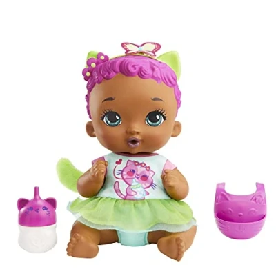 Bild av My Garden Baby Feed and Change kattungedocka (30cm), med återanvändbar blöja, haklapp och flaska Perfekt present till barn från 3 år, HHL23