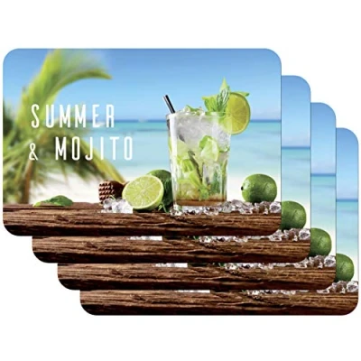 Bild av Venilia Bordstabletter för matsal lime cocktail Time &#039;Summer &amp; Mohito&#039;, set om 4 avtorkningsbara polypropen, livsmedelssäker 45 x 30 cm, stycken, 59089