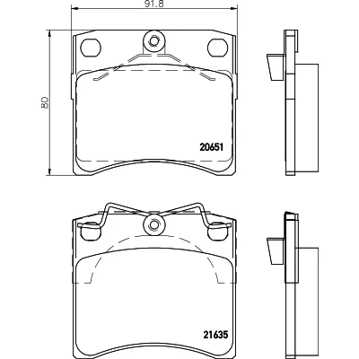 Bild av HELLA 8DB 355 018 381 Jeu de plaquettes frein non préparé pour indicateur d&#039;usure avec accessoires VOLKSWAGEN: Transporter 4 Bus,