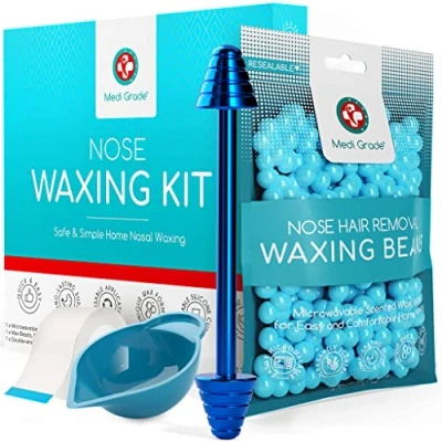 Bild av Näshårs Vax Kit 50g Vaxa Näsan Hemma Säkert och Enkelt av Medi Grade Komplett Näsvax Set Levereras med Hudtejp, Vaxkopp Förvaringsväska