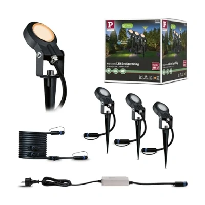 Bild av Paulmann 94729 Plug &amp; Shine LED Utomhusbelysning Trädgårdsspot Sting 3 pack Insektsvänlig IP67 2200 K 3x6,3 W 75 VA Antracit Rund Dimbar