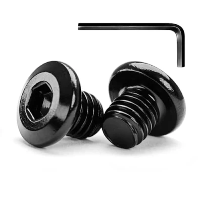 Bild av M5 x 8 mm 20 stycken sexkantsbultar med platt huvud, i rostfritt stål A2 V2A, svart oxiderad finish (med insexnyckel)