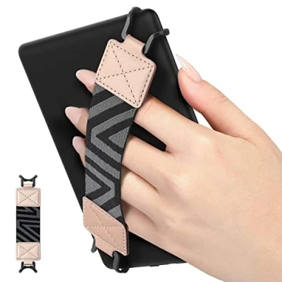 Bild av MoKo Security Hand Strap for 6 8&quot; Kindle eReaders Fire Tablet Kindle/Kobo/Voyaga/Lenovo/Sony E Book Tablet, High elasticity Versatile Lightweight Finger Grip Holder, Rose Gold