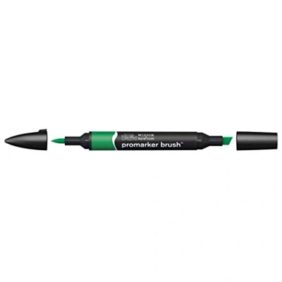 Bild av Winsor &amp; Newton 0204228 penselmärkpennor (för ritningar, kalligrafi, design och layouter, randfri ritning med kil penselspets) fyllig grön