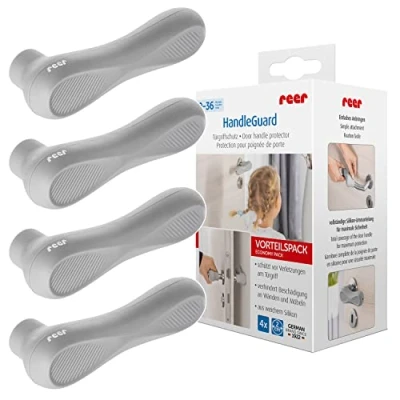 Bild av reer HandleGuard dörrhandtagsskydd, dörrhandtagsbuffert, dörrstopp mot stötar på dörrhandtag, värdepaket 4 stycken