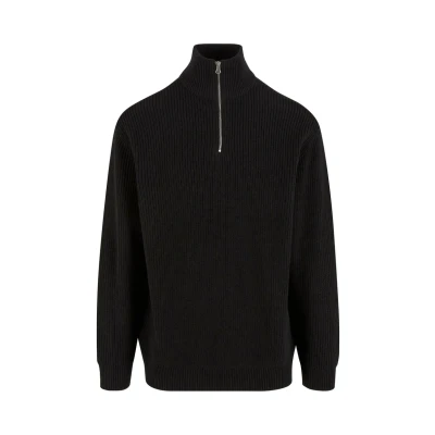 Bild av Urban Classics Rib Basic Troyer, klassisk tröja med troyer krage, normal passform, storlekar S5XL, svart, 5XL