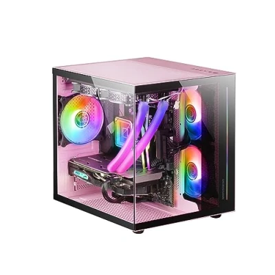 Bild av Mars Gaming MC VIEW Rosa, Micro ATX Mini Tower fodral, ramlöst 90 härdat glas, modulär dubbelkammarram, fullt vätskekylstöd