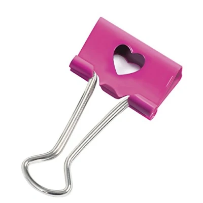 Bild av Rapesco 1426 32 mm hjärtan foldback klämmor, fuchsia, 20 stycken
