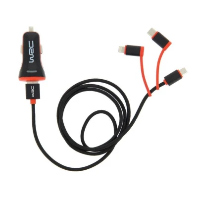 Bild av WRC 007272 Chargeur voiture de téléphone mobile 1 avec câble USB type C, Lightning, micro