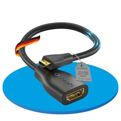 Bild av PureLink GmbH Sonero® Micro HDMI till 4K HDMI, Premium High Speed, D kontakt A kontakt, gyllene kontakter, dubbelskärmad, PVC mantel, 0,15 m