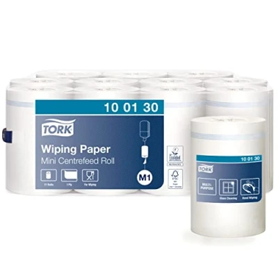 Bild av Tork 100130 multifunktionellt pappersnäsdukar för M1 invändig rulle mini dispensersystem/1 lagers stabilt papper i vit, 11 x 120 meter