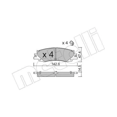 Bild av METELLI 22 1402 0 Jeu de plaquettes frein contact signal d&#039;usure exclu