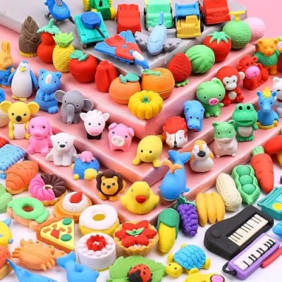 Bild av 100 st nyhet matstil suddgummin barn tecknade radergummin kreativa söta kontorsmaterial gummi pennsuddgummin bra gåvor för leksakssamling skolmaterial
