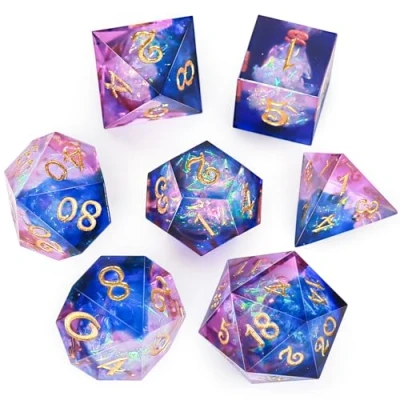 Bild av Rosa Magiska Tärningar OriCraft Dungeons and Dragons RPG Multiple Dice Crystal D20 Magic World Energy Stone Halloween Skarpa Hörn