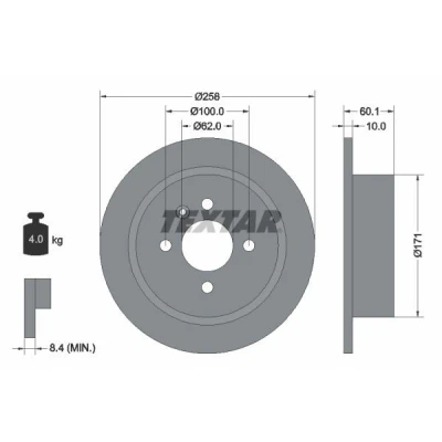 Bild av TEXTAR 92019200 Disque de frein 258 10 04/05 100 plein sans boulon fix roue, moyeu roue BMW: 3 Cabriolet, Berline, Touring