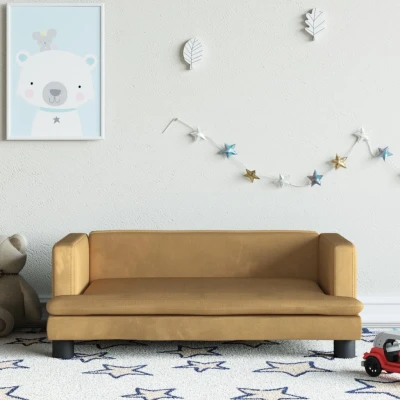 Bild av VidaXl Barnsoffa Brun 80X45X30 Cm Sammet