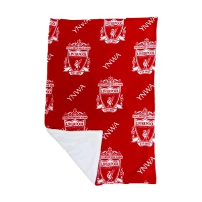 Bild av Character World Liverpool FC officiellt fleece överkast sherpa filt supermjuk, fotboll YNWA design varm supermjuk känsla rött perfekt för hem, sovrum, övernattningar och camping 120 x