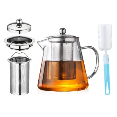 Bild av YISPIRIN [uppgraderad stil] tekanna glas, med siktinsats, borosilikatglas teservis, glas sil, tesil, klar för löst te, diskmaskinssäker 750 ml