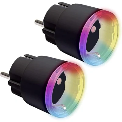 Bild av Shelly Plus Plug S Twin Pack Intelligent Socket Works med Alexa och Google Home, programmerbar röstkontroll, Bluetooth; Wi Fi enhet för automatiska enheter, svart