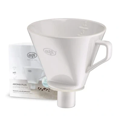 Bild av alfi AROMA PLUS, vit, porslinsfilter, för filterpapper, storlek 4, handfilter termos, återanvändbart, kaffe direkt i isoleringskanna, utlopp, diskmaskinssäker