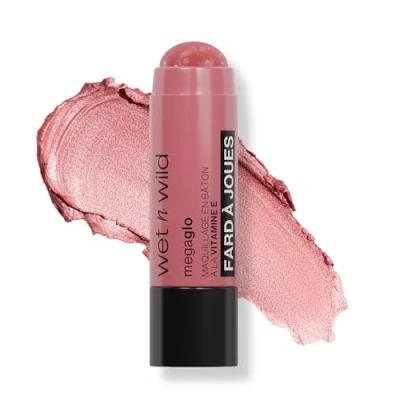 Bild av Wet n Wild, Mega Glo Vitamin E Makeup Stick, Mångsidig Rougestick för Ögon, Kinder och Läppar, med Byggbar Blandningsbar Formel, Reseklar Indragbar, Dusty Pink