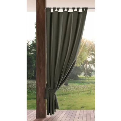 Bild av Eurofirany Garden utomhusgardiner med ögla 1 st. Avtagbara slingor, solskydd insynsskydd vindtäta vattentäta gardiner för paviljong terrass pergola, 155 x 240 cm, grafit