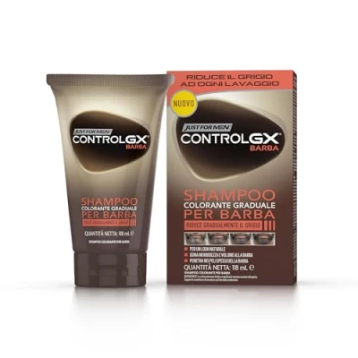 Bild av Just For Men Control GX Gradual Skäggfärgningsschampo, minskar gradvis grått hår med varje tvätt för ett naturligt utseende, lämplig alla nyanser, 118 ml