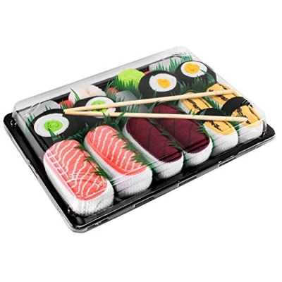 Bild av Regnbågsstrumpor kvinnor män sushi strumpor lax Tamago tonfisk 2 x Maki 5 par, flerfärgad, 36 40 EU