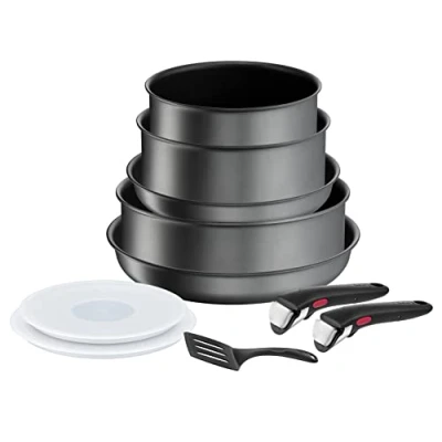 Bild av Tefal Ingenio 10 p köksredskap, stekpannor, kastruller, induktion, slitstark non stick beläggning, stapelbar, diskmaskinssäker, tillverkad i Frankrike, daglig kock på L7619302