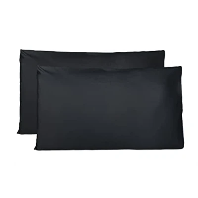 Bild av Par av örngott 100% ren bomull 50x80 CM, set om 2 sängkuddsöverdrag tillverkade i Italien, kuvertstängning, enfärgade, standardstorlek Svart