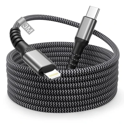 Bild av 3 meter USB C iPhone kabel, Lightning Kabel [MFi certifierad] Nylon Lång Tråd Typ Snabbladdningskabel för Apple 14 13 12 Pro Max/11/XS/XR/X/8/iPad