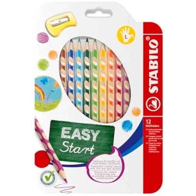 Bild av STABILO Colouring Pencil EASYcolors Left handed Wallet of 12 Assorted Colours + Sharpener