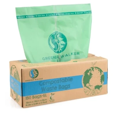 Bild av Greener Walker 6L 150 påsar 100 % komposterbara biologiskt nedbrytbara soptunnor 6 L/10 L/30 L matavfallspåsar med EN13432 certifikat Caddy köksfack