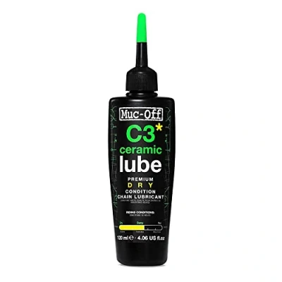 Bild av Muc Off C3 Ceramic Dry Chain Lube torr kedjeolja cykel, 120 ml premium smörjfett kedjefett, kedjesprejcykel, med UV tracer färgämne för torra och dammiga förhållanden