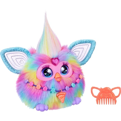 Bild av Furby Tie Dye, 15 st modeaccessoarer, interaktiva plyschleksaker för flickor och pojkar 6 år, röstaktiverad animatronik