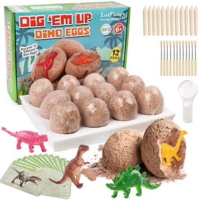 Bild av LotFancy Dino utgrävningsset för barn, dinosaurieleksaker från 6 7 8 9 10 år, dinosaurie grävning, experimentset present till pojkar och flickor