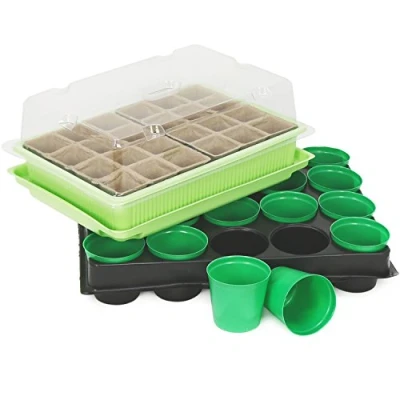 Bild av COM FOUR® förökningsset 20 förökningskrukor med fat och växtlåda 24 växttråg lock växtskålsset för att odla upp till 44 unga plantor (Plantkrukor set 4)