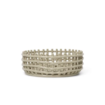 Bild av ferm LIVING Keramisk korg för mittstycke, beige, Ø 29cm, keramik