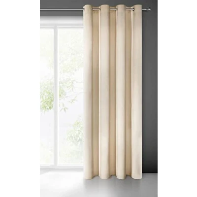 Bild av Eurofirany villa gardin sammet mjuk 10 öljett 1 st. elegant tjock 290 g/m2 slät enfärgad fluffig modern klassisk vardagsrum sovrum lounge, beige, 140 x 250 cm