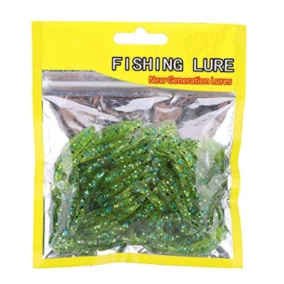 Bild av Fiskedragmask, fiskedrag, 50 stycken mjukt 5 cm Fiskedrag i plast T svans Grub Mask Age Fisksele Tillbehör 9 färger (cyan)