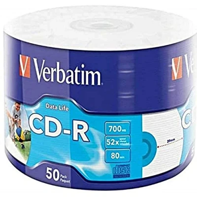Bild av Verbatim 43794 52x 700MB 50PK CD R bläckstråleskrivare omslagsspindel matt silver