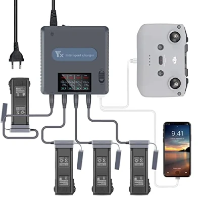 Bild av 6 i 1 LCD skärm Dubbel laddningsläge Batteriladdare Intelligent Charger Hub Laddningsstation för DJI Mavic 3 Drone