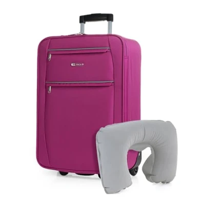 Bild av ITACA Trolley Cabin resväska, 50X40X20 EVA polyester. Med cervikal Pillow 2 Wheels Handbagage. Halvstyv, resistent och lätt., Fuchsia