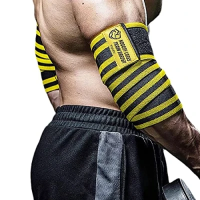 Bild av TAVIEW Elastiska armbågsskydd för tyngdlyftning (1 par 119,4 cm elastisk och kompression tyngdlyftning, fitness, träning gymnastik