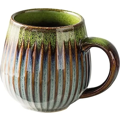 Bild av ZPPLD kaffekopp stor, cappuccinokopp stengods, kopp 500 ml, stor kopp, tekopp med handtag, av keramik, porslin (stil D)