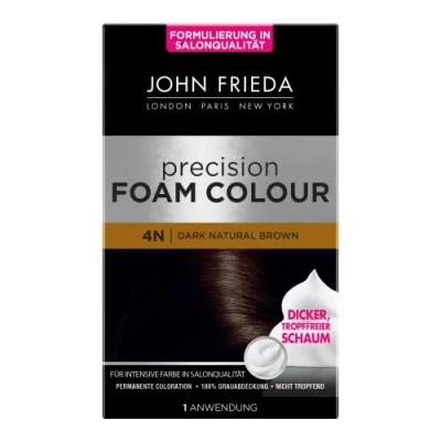 Bild av John Frieda Precision Foam Colour Färg: 4N Dark Natural Brown mörkbrun Permanent färg i skumform Perfekt, jämn täckning för 1 användning