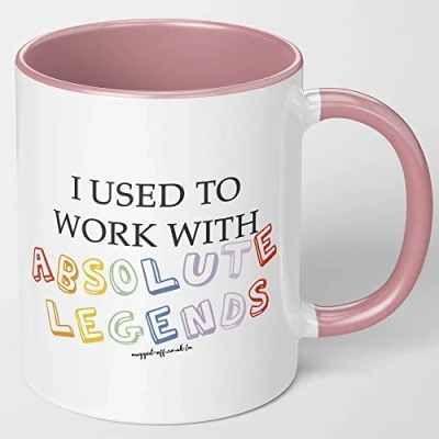 Bild av Mugged Off Pink I Used to Work with Absolute Legends mugg rolig pensionsgåva nytt jobb för arbete chef lämna present kollega