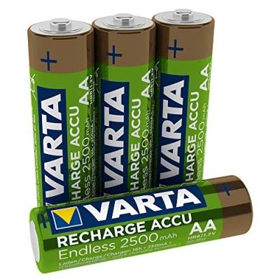 Bild av VARTA Recharge Accu Endless Energy AA Mignon Ni Mh Akku 4 pack 2500 mAh upp till 500 laddningscykler, låg självurladdning, förladdad och Ready2Use laddningsbart utan minneseffekt