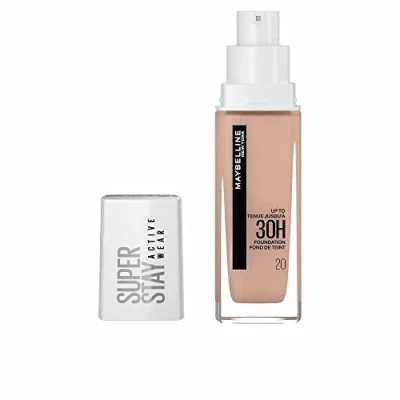 Bild av Maybelline New York vattentät make up, foundation med hög täckförmåga, långvarig ansiktsmink, Super Stay Active Wear, färg: Nr 20 Cameo (ljus), 1 x 30 ml