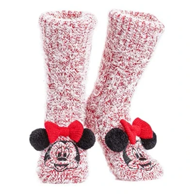 Bild av Disney Damtofflor Strumpor Fluffiga Slippersockor (Red Minnie Mouse)
